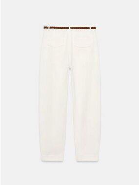 NWT Zara Braided Belt Chino Pants High-Rise Cream 27/4